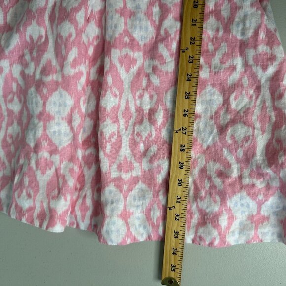 Gap Linen Mini Dress Fit and Flare Size 4 Pink Geometric V Neck - Picture 9 of 11
